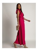 Pleated jumpsuit with ruffles, dark pink AZR1102